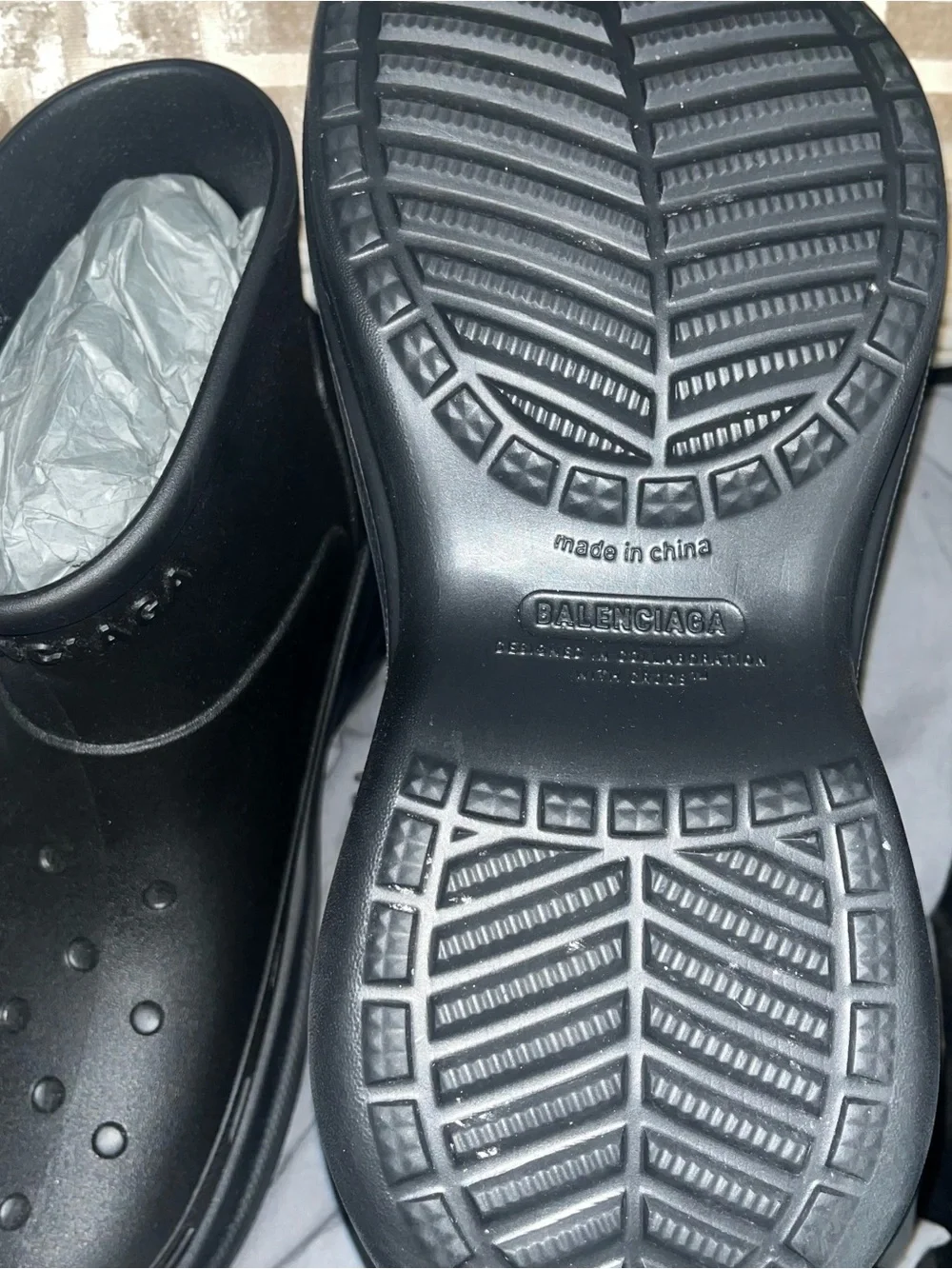 Balenciaga Crocs Black Ankle Rain Boots 41